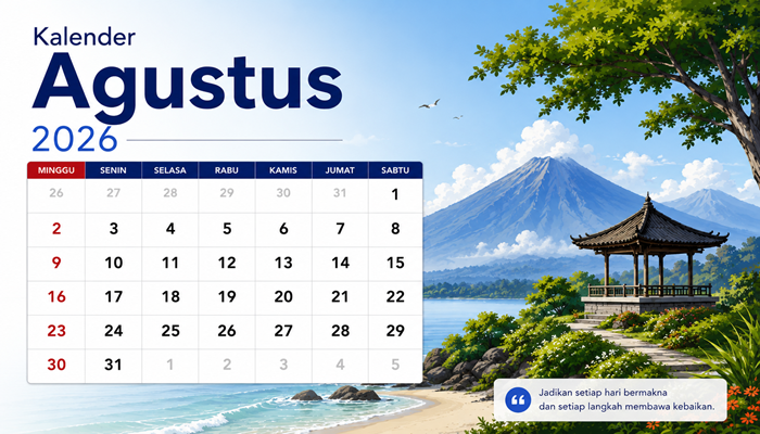 Kalender Agustus 2026 Lengkap dengan Tanggal Merah dan Cuti Bersama