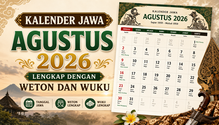 Kalender Jawa Agustus 2026 Lengkap Dengan Weton dan Wuku