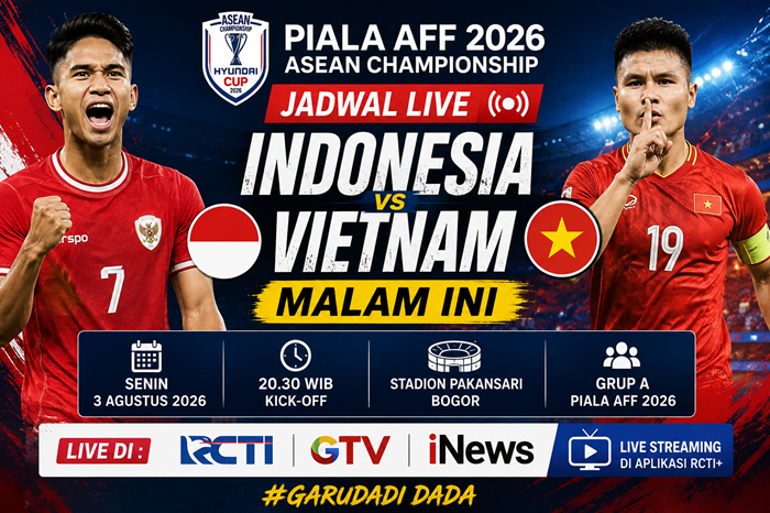 Jadwal Live Indonesia vs Vietnam Piala AFF 2026 Malam Ini